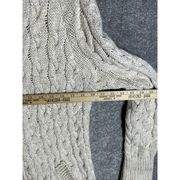 Zara Chunky Cable Knit Button Up Wool Acrylic Sweater Womens Small Pockets Beige - Picture 12 of 13